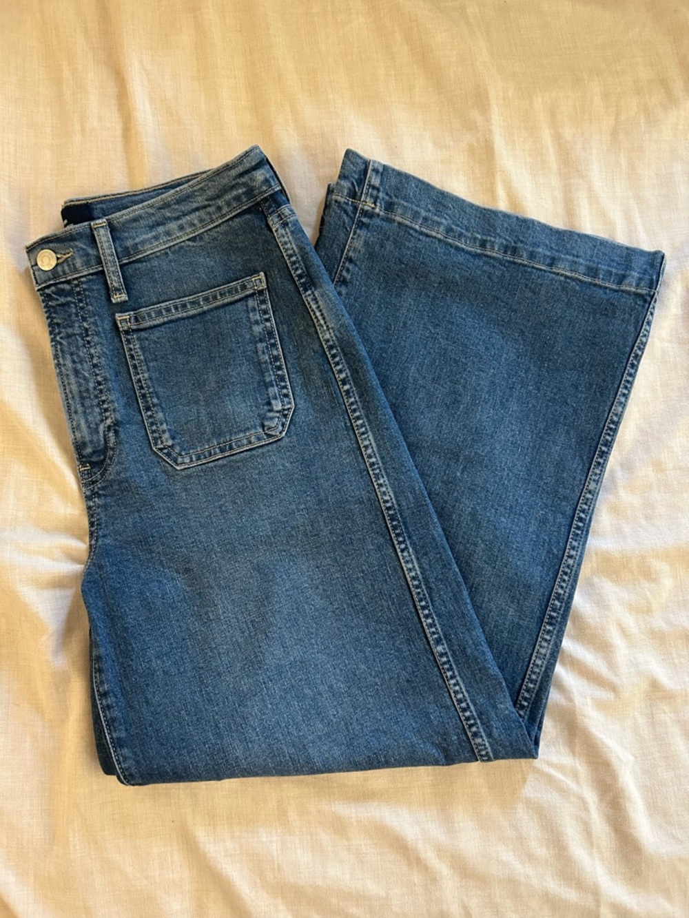 GAP High Rise Wide-Leg Crop Denim Jeans - Medium Blue Size 10